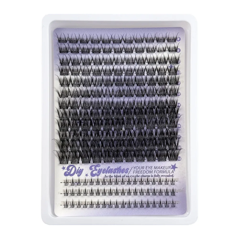 DIY Lash Clusters Kit – Natural Volume Fluffy Segmented Individual Eyelashes, Large Capacity Bulk False Lashes for Self-Application at Home, Reusable